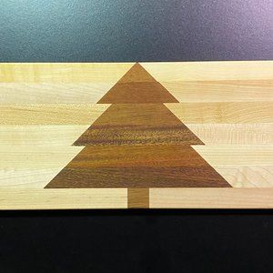 BRAND NEW MAPLE WOOD w/MAHOGANY TREE CHEESE BOARD (POST HOLIDAY SALE)
